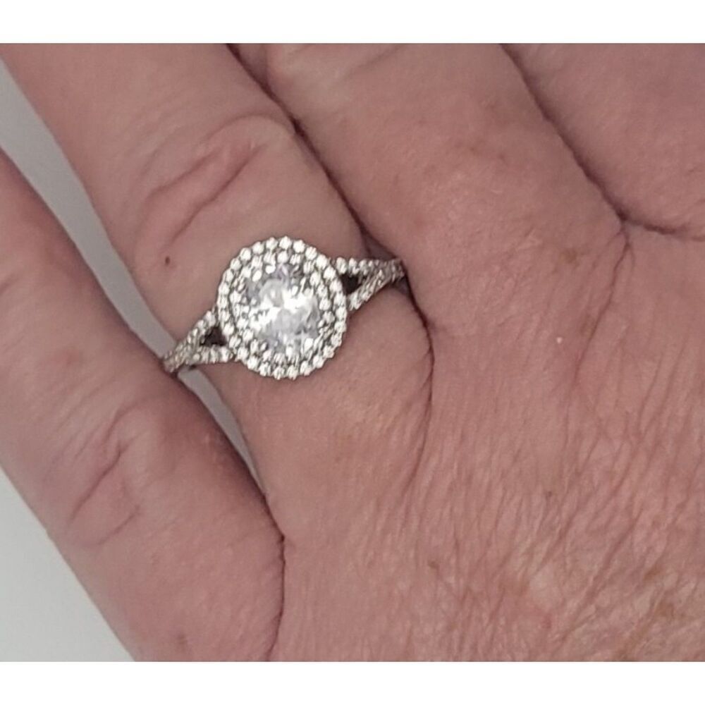 18k Filled White Gold 1.81 Ct. White Sapphire 3 Piece Ring - Size 9 - Picture 6 of 10